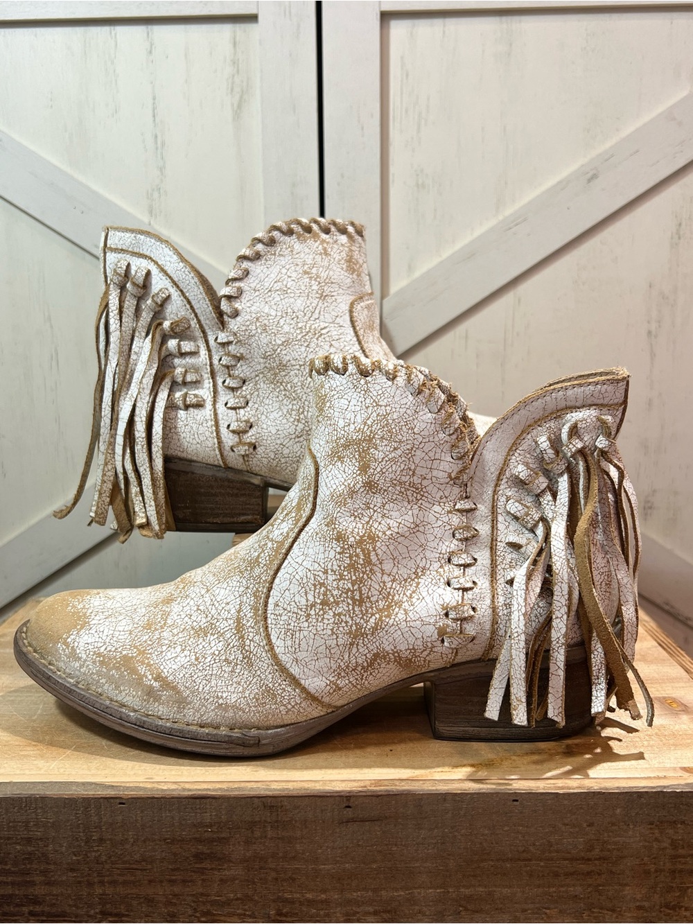 Circle G by Corral White Fringe Shortie Western Boots Q0004 Women's Size 8